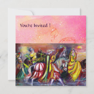 PFERDEREITER, MUSIK IN DER NACHT, Pink Gold funkel Einladung
