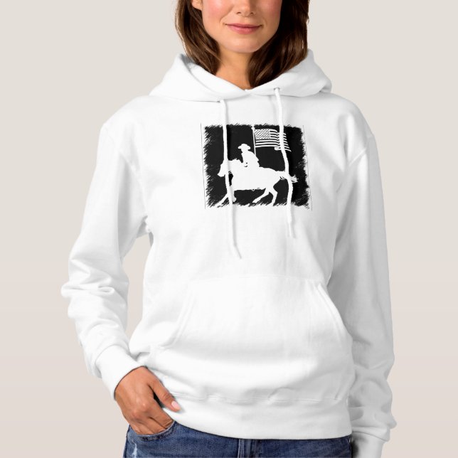 Pferdereiter-tragende amerikanische Flagge Hoodie (Vorderseite)