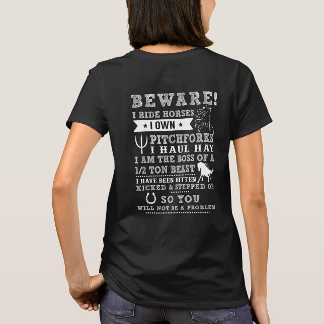PferdereitShirt passen mich reiten Pferde auf T-Shirt (Rückseite)