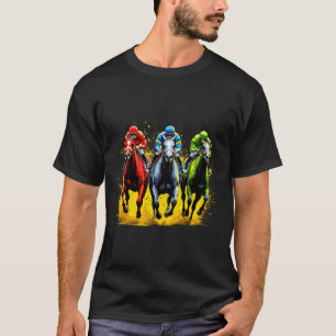 Pferderenn-Outfit dynamische Rennszene Derby T-Shirt