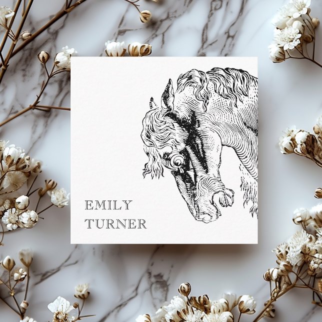 Pferderennbahn Vintag Pferde Pferdeausbilder Pferd Quadratische Visitenkarte (Von Creator hochgeladen)