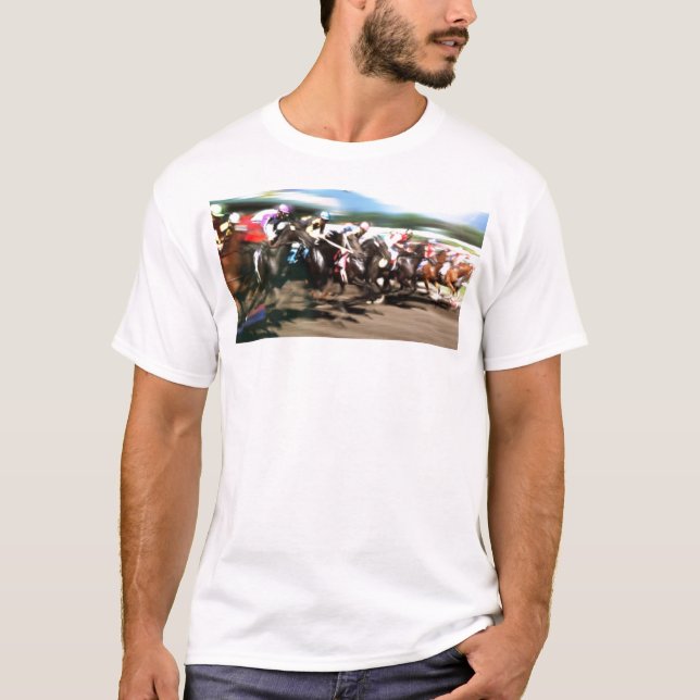 Pferderennen - bunte Grafik T-Shirt (Vorderseite)