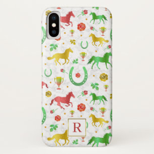 Pferderennen-Derby-Tagesbuntes Muster + Monogramm Case-Mate iPhone Hülle
