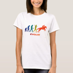 Pferderennen Evolution Silhouette Jockey Design T-Shirt