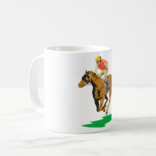 Pferderennen-Jockey galoppiert Kaffeetasse