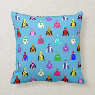 Pferderennen Jockey Silks Muster auf Sky Blue Blue Kissen