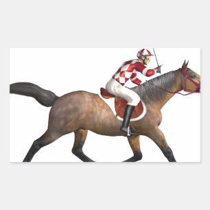 Pferderennen-Jockey und Pferd Rechteckiger Aufkleber