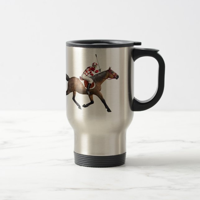 Pferderennen-Jockey und Pferd Reisebecher (Rechts)