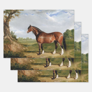 Pferderennen Ölgemälde Vintag antiken Geschenkpapier Set