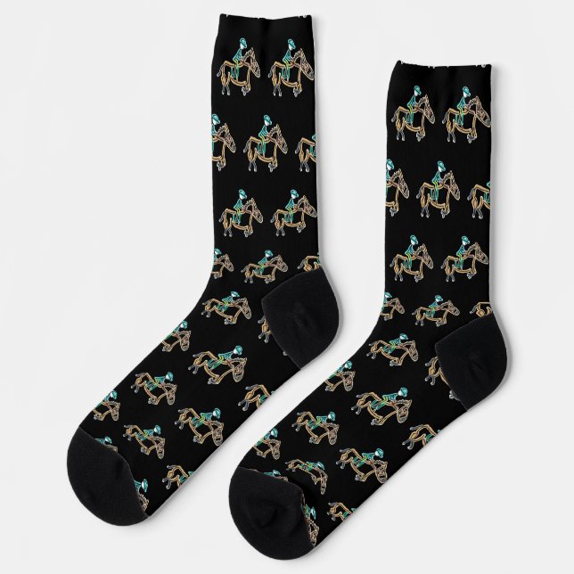 Pferderennen Stickman Socken (Linkes Detail)