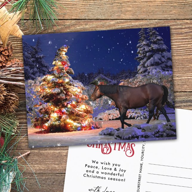Pferderiebhaber Weihnachtsbaum Stille Nacht Postkarte (Von Creator hochgeladen)