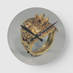 Pferdering (Gold und Kornelkirsche) Runde Wanduhr