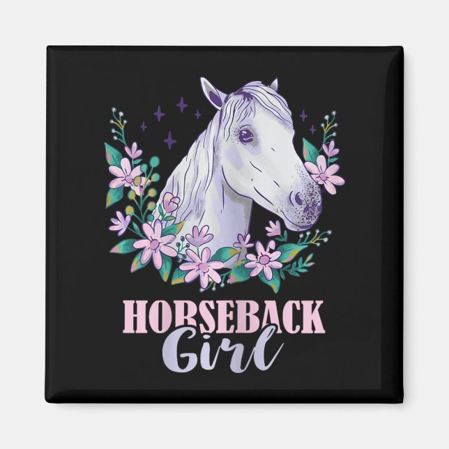 Pferderücken Girl Horseback Reitsport Reiten Magnet (Vorne)