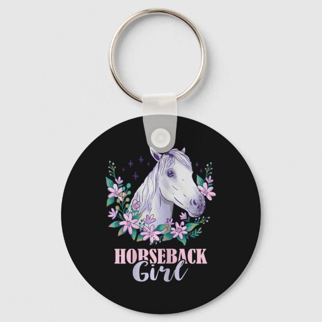 Pferderücken Girl Horseback Reitsport Reiten Schlüsselanhänger (Vorderseite)