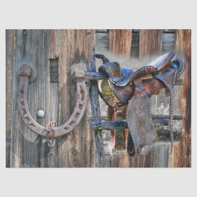 Pferdesadler Horseshoe Rustikaler Western Seidenpapier (Vorderseite)