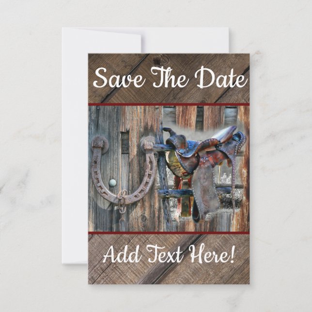 Pferdesattel Horseshoe Rustikaler Western Rett The Save The Date (Vorderseite)