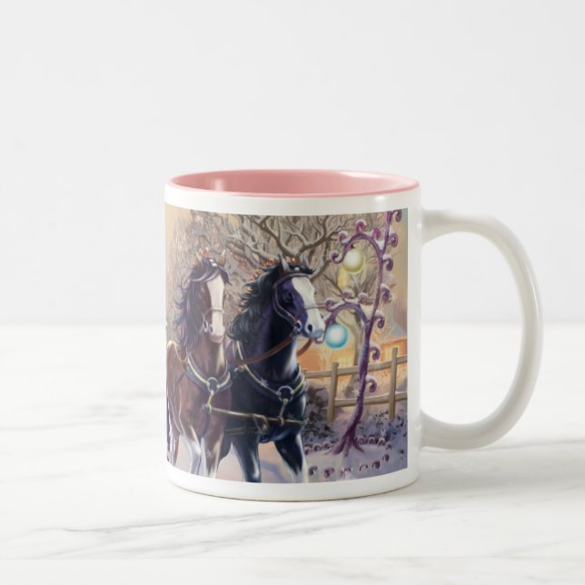 Pferdeschlitten-Fahrt Zweifarbige Tasse (Rechts)