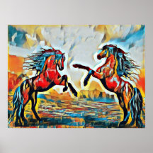 Pferdeschlitten in Street Art Poster