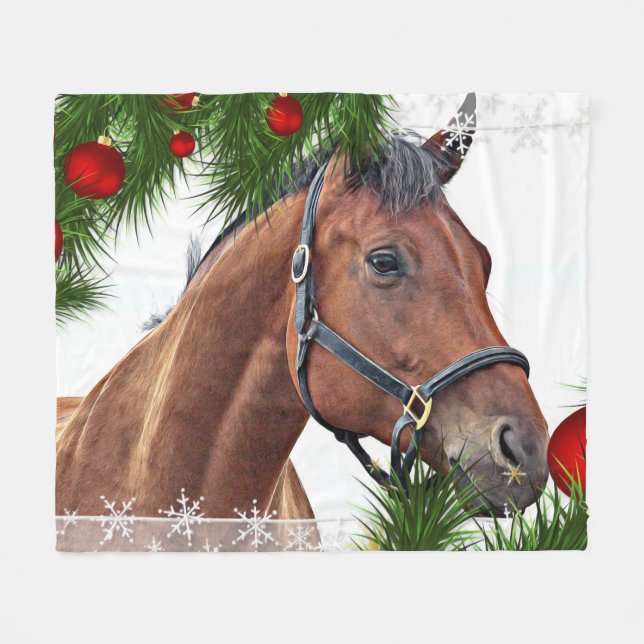 Pferdeschlitten Pferdeweihe Niedliches Pony Fleecedecke (Vorderseite (Horizontal))