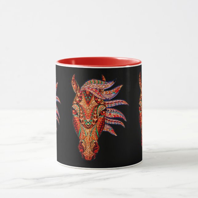 Pferdeschmuck bunt cowgirl schwarz braun rot tasse (Zentrum)