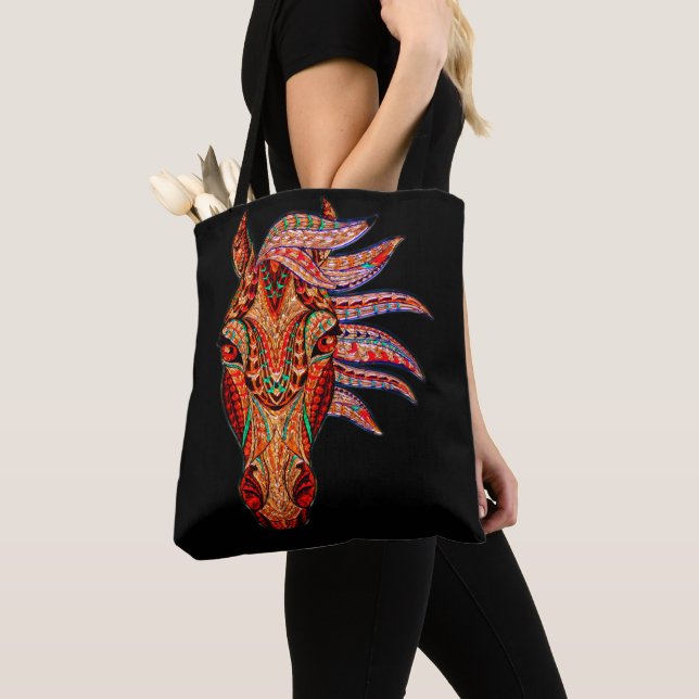 Pferdeschmuck Mosaik farbenfrohe cowgirl Reiter Tasche (Von Nahem)
