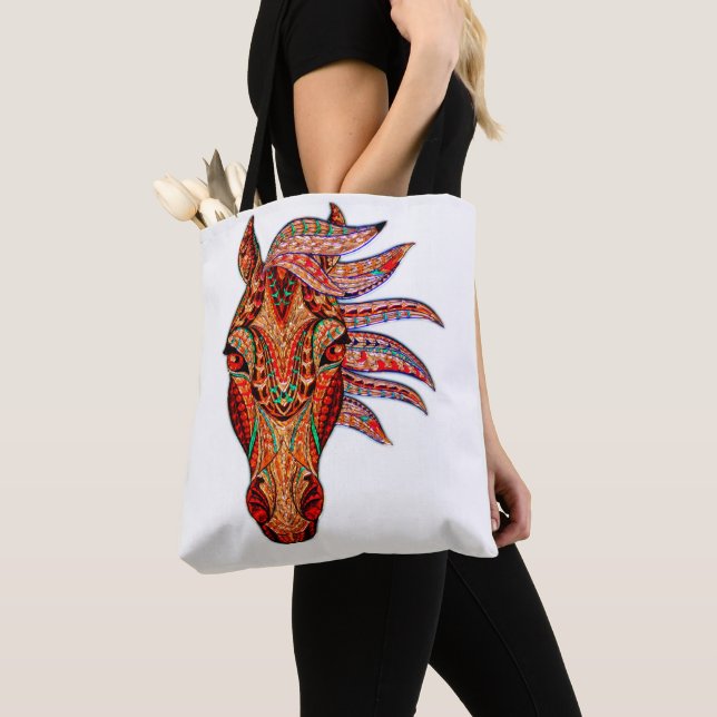 Pferdeschmuck Mosaik farbenfrohe cowgirl Reiter Tasche (Von Nahem)