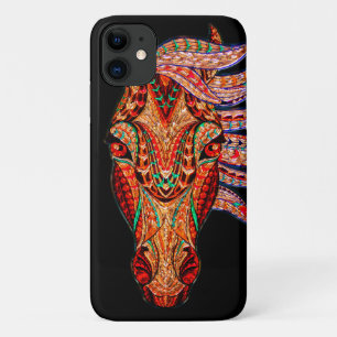 Pferdeschmuck-Mosaikmädchen Reittier schwarz rot Case-Mate iPhone Hülle