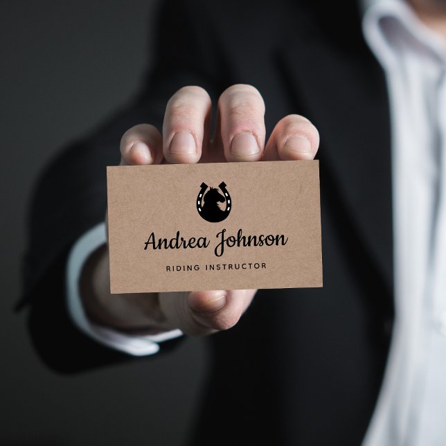 Pferdeschuh Brown Kraft Paper Horseback Riding Far Visitenkarte (Von Creator hochgeladen)