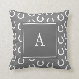 Pferdeschuh-Monogramm-Grau Kissen