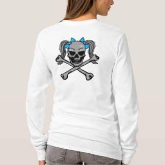 Pferdeschwanz-Schädel mit blauen Bögen T-Shirt