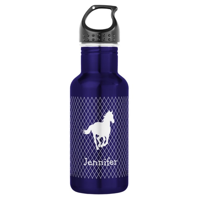 PferdeSilhouette-Diamant-Muster-Gewohnheit Trinkflasche (Vorderseite)