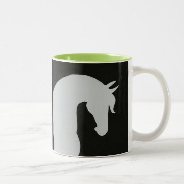 PferdeSilhouette-Tasse mit Pop der Farbe! Zweifarbige Tasse (Rechts)