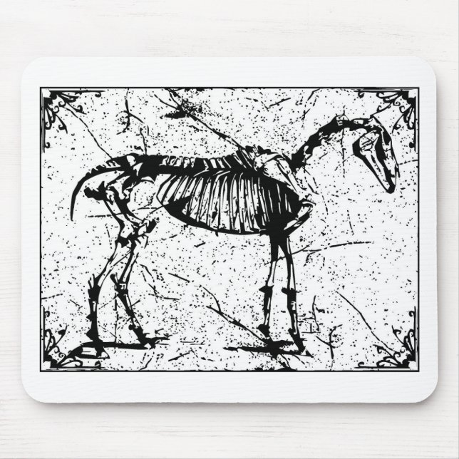 Pferdeskelett Schwarzweiss Mousepad (Vorne)