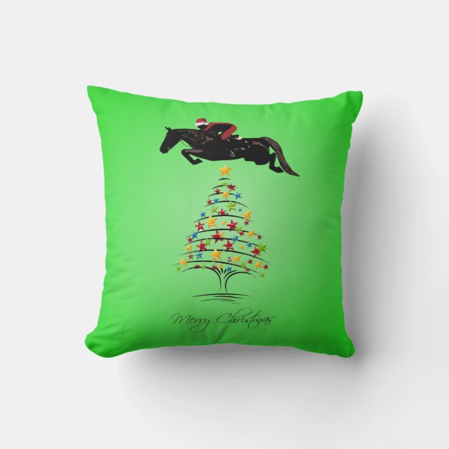 Pferdespringendes Weihnachten Kissen (Vorderseite)
