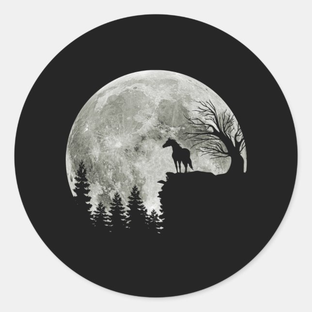 Pferdestand auf dem Berg, unheimlich Halloween-Mon Runder Aufkleber (Vorderseite)