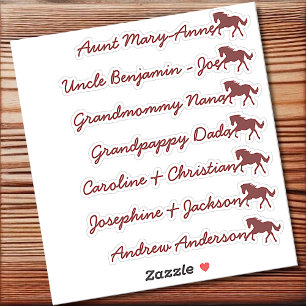 Pferdesymbol Benutzerdefinierte Gästeliste 7 Namen Aufkleber