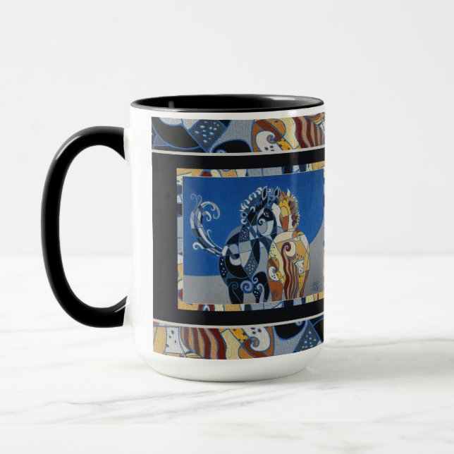 PferdeTasse, doppelte PferdeTasse, zwei Pferde auf Tasse (Links)