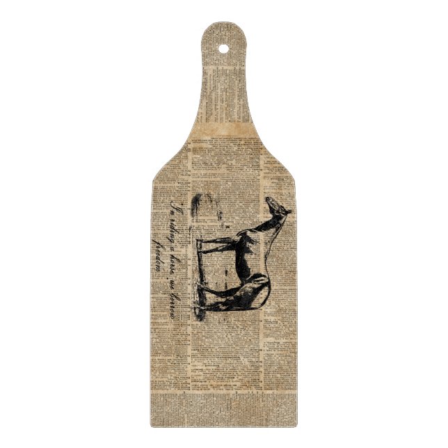 PferdeThemed Vintages hackendes Glasbrett 6" x 7" Schneidebrett (Vorderseite)