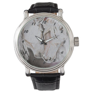 Pferdeuhr, Pfirsich/Rosa mit schwarzen Zahlen Armbanduhr