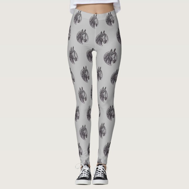 Pferdewanderer Vintager Horseshoe Sketch Leggings (Vorderseite)