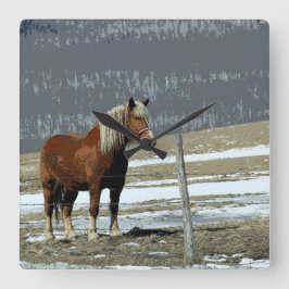 Pferdewechsel in der Paddock-Wall-Uhr Quadratische Wanduhr