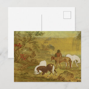 Pferdeweiden in den Vororten Postkarte