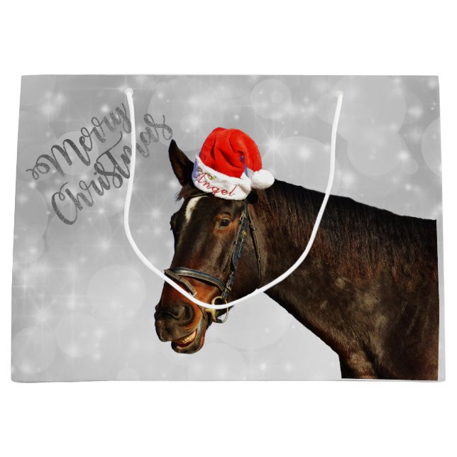 Pferdeweihnachtsgrüße Große Geschenktüte (Vorderseite)