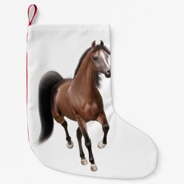 PferdeweihnachtsStrumpf Bucht-Browns arabischer Kleiner Weihnachtsstrumpf (Vorderseite)