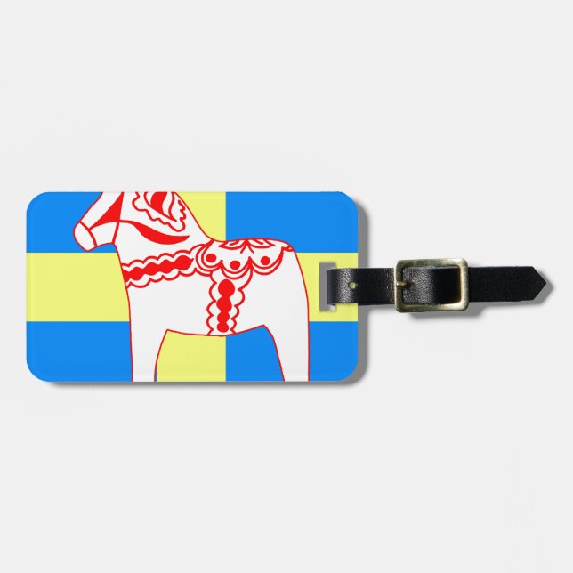 Pferdeweiß Schwedens Dala Gepäckanhänger (Vorderseite horizontal)