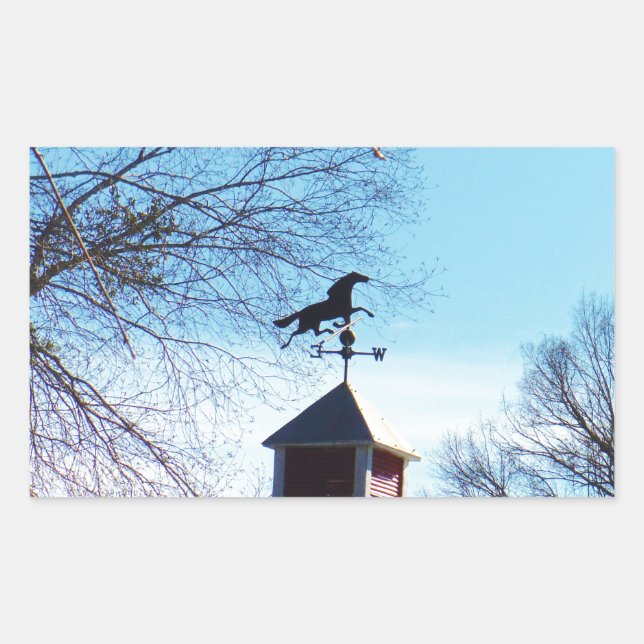 Pferdewetter Vane Blue Sky Rechteckiger Aufkleber (Vorderseite)