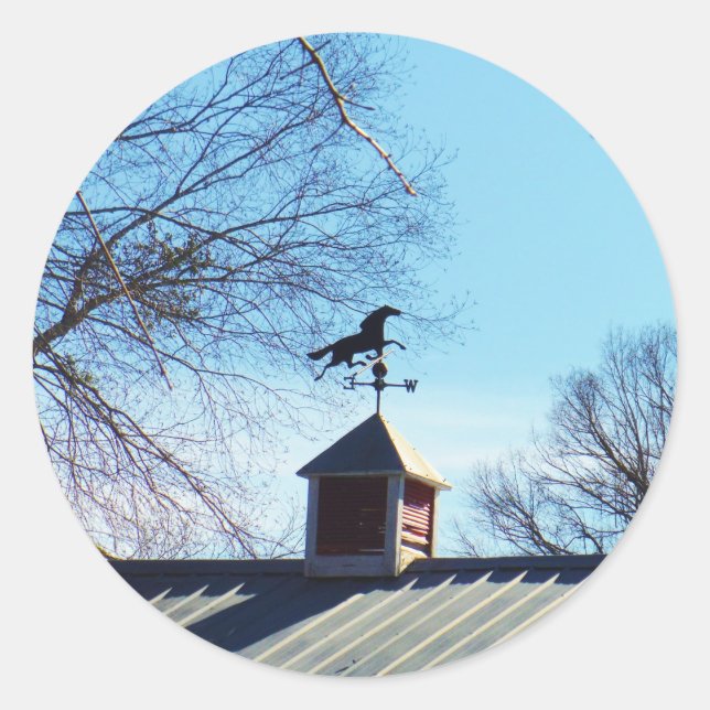Pferdewetter Vane Blue Sky Runder Aufkleber (Vorderseite)