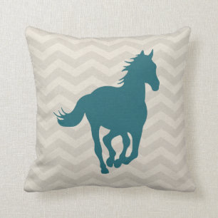 PferdeZickzack Muster-aquamarine grüne graue Creme Kissen