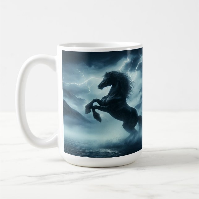 Pferdezucht inmitten eines donnernden Bergsturms Kaffeetasse (Links)