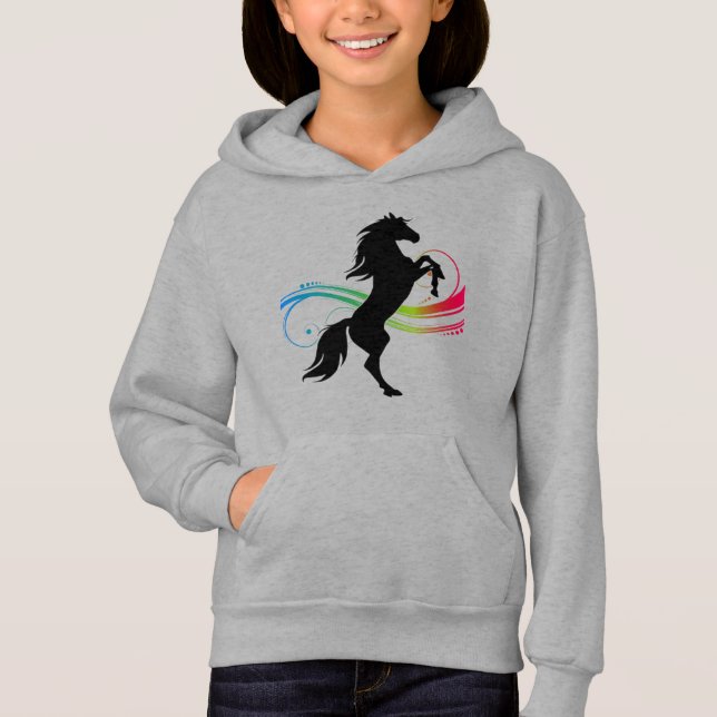Pferdezucht mit farbenfrohen Wirbel und Namen Hoodie (Vorderseite)